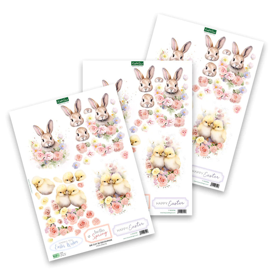 Décopatch Découpé à l'Emporte-Pièce – Poussins & Lapin (pack de 3)