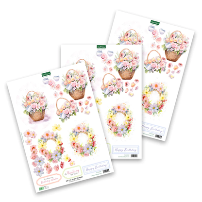 Découpage prédécoupé – Panier floral et couronne (lot de 3)