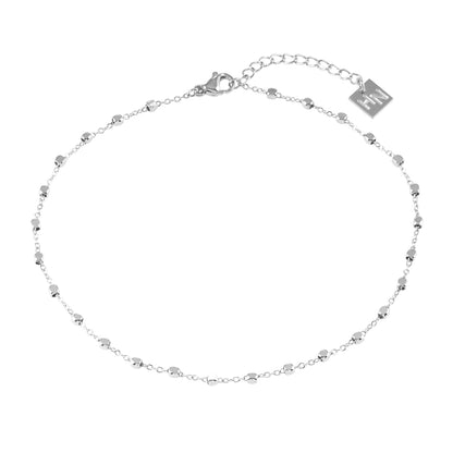 DEMELZA LG : Cheville contemporaine en argent avec de délicates perles carrées