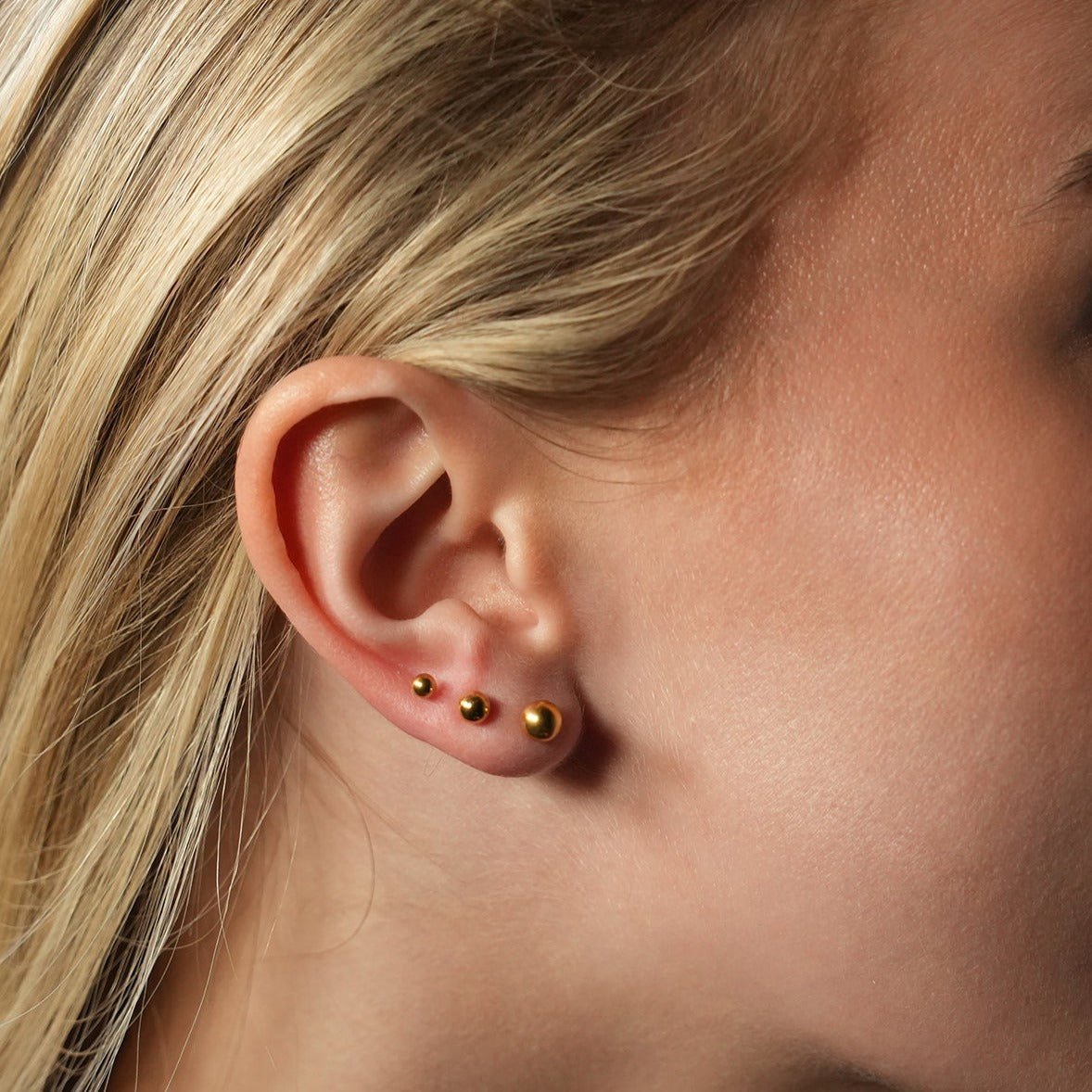 DESTINY Lot de 3 paires de boucles d'oreilles clous classiques à perles rondes