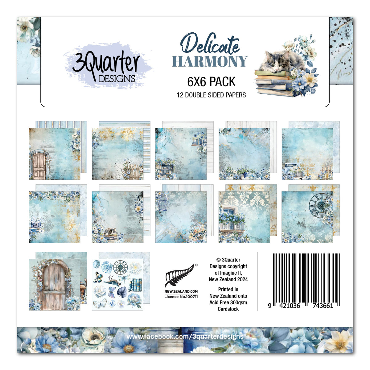3Quarter Designs Bloc de papiers Delicate Harmony 6x6