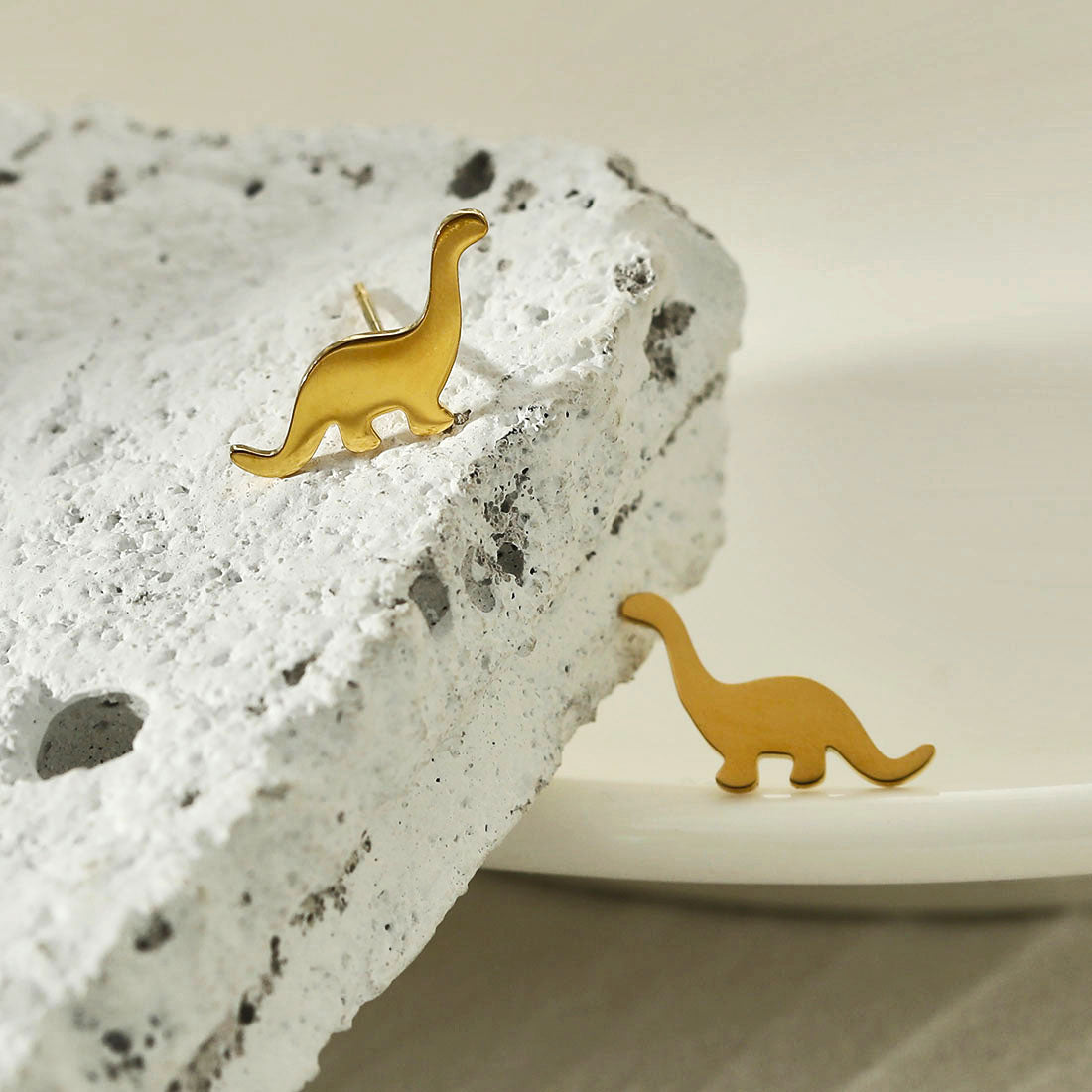DINO : Boucles d'oreilles dinosaure en or