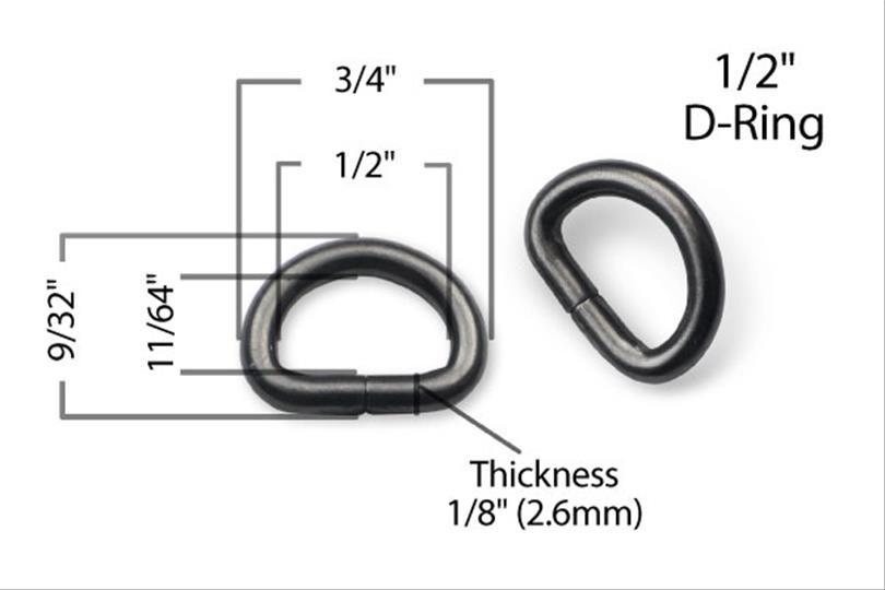 Anneau en D en métal de 12 mm (1/2 po)