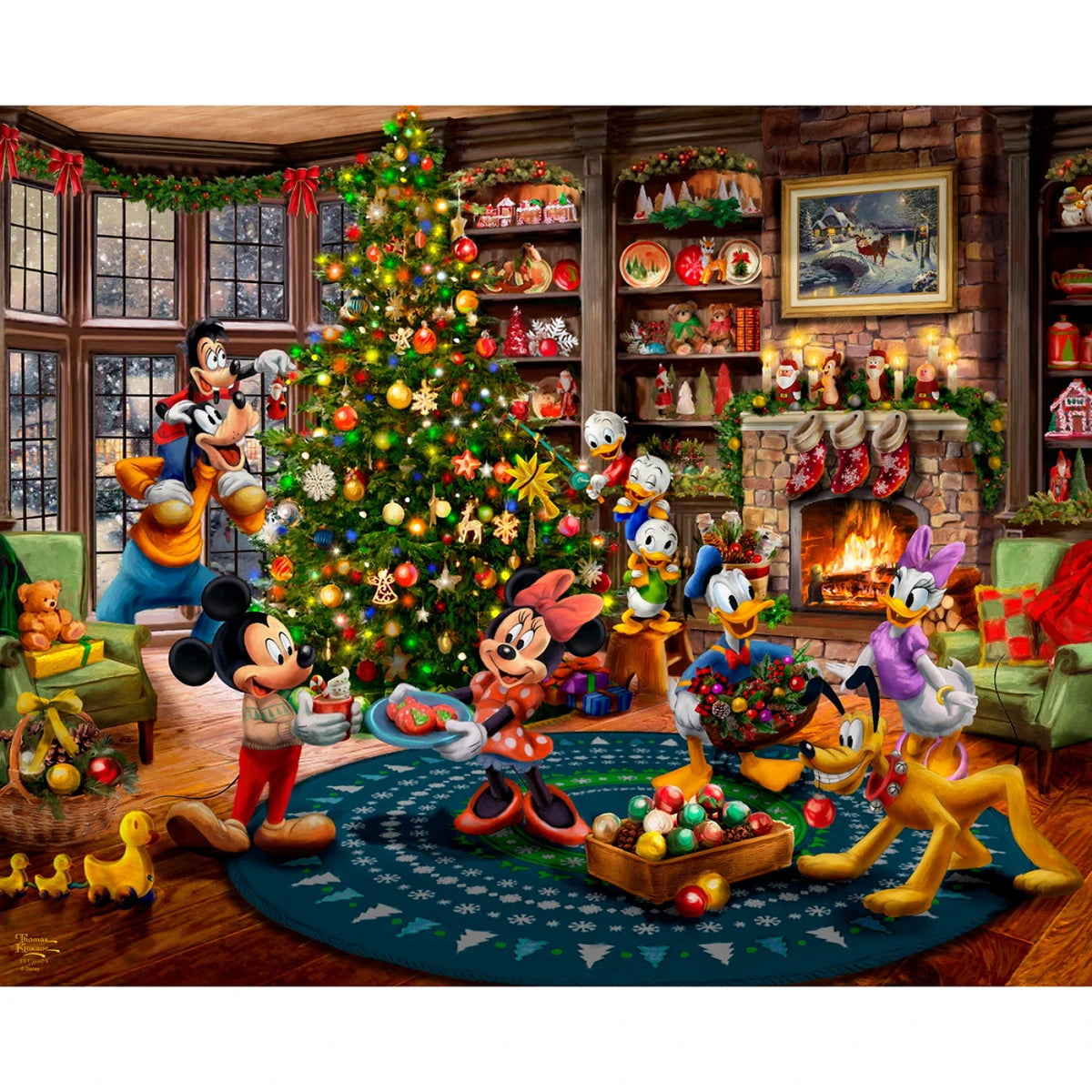 Mickey & Minnie Trimming the Tree Panel 35in