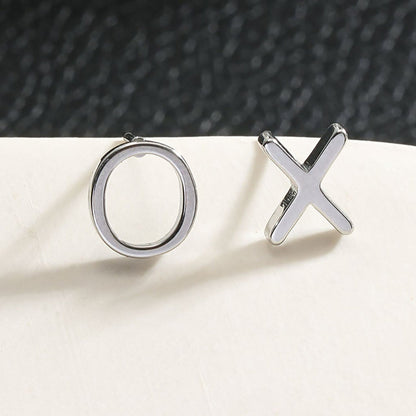 OX Argent (Or blanc) : Boucles d'oreilles clous Baisers, Câlins et Éclat