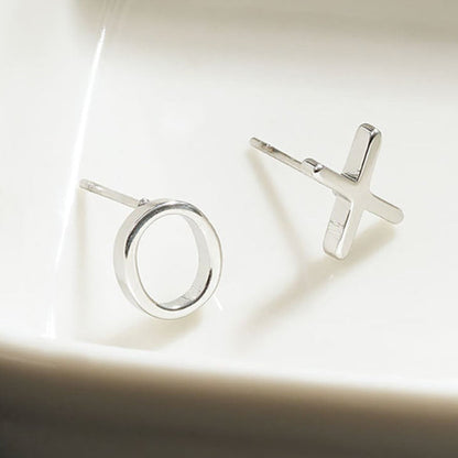 OX Argent (Or blanc) : Boucles d'oreilles clous Baisers, Câlins et Éclat