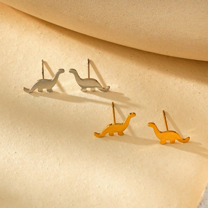 Style DINO : Boucles d'oreilles clous dinosaure en argent