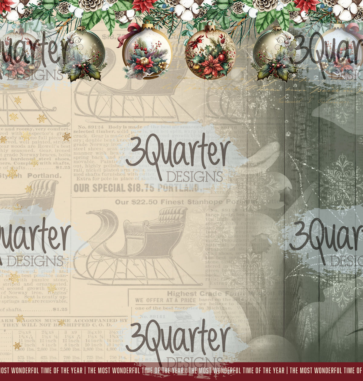 Papiers imprimés 30x30 cm Décembre (pack)