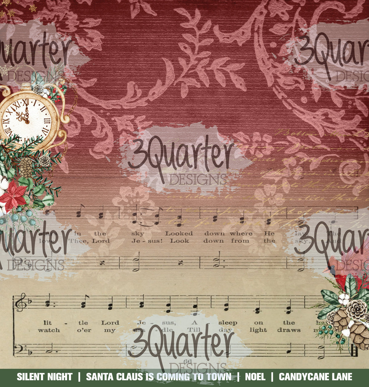 Papiers imprimés 30x30 cm Décembre (pack)