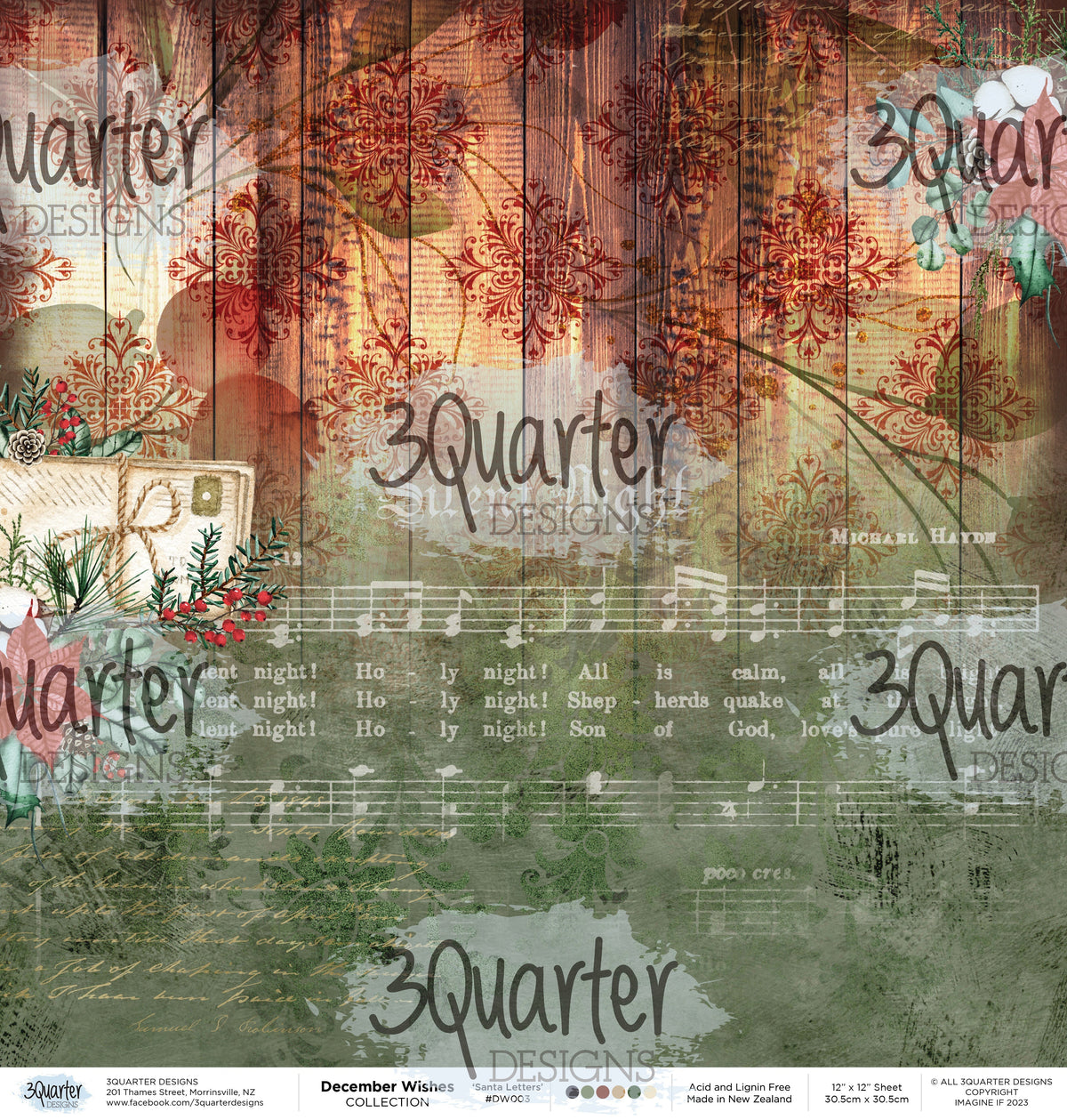 Papiers imprimés 30x30 cm Décembre (pack)