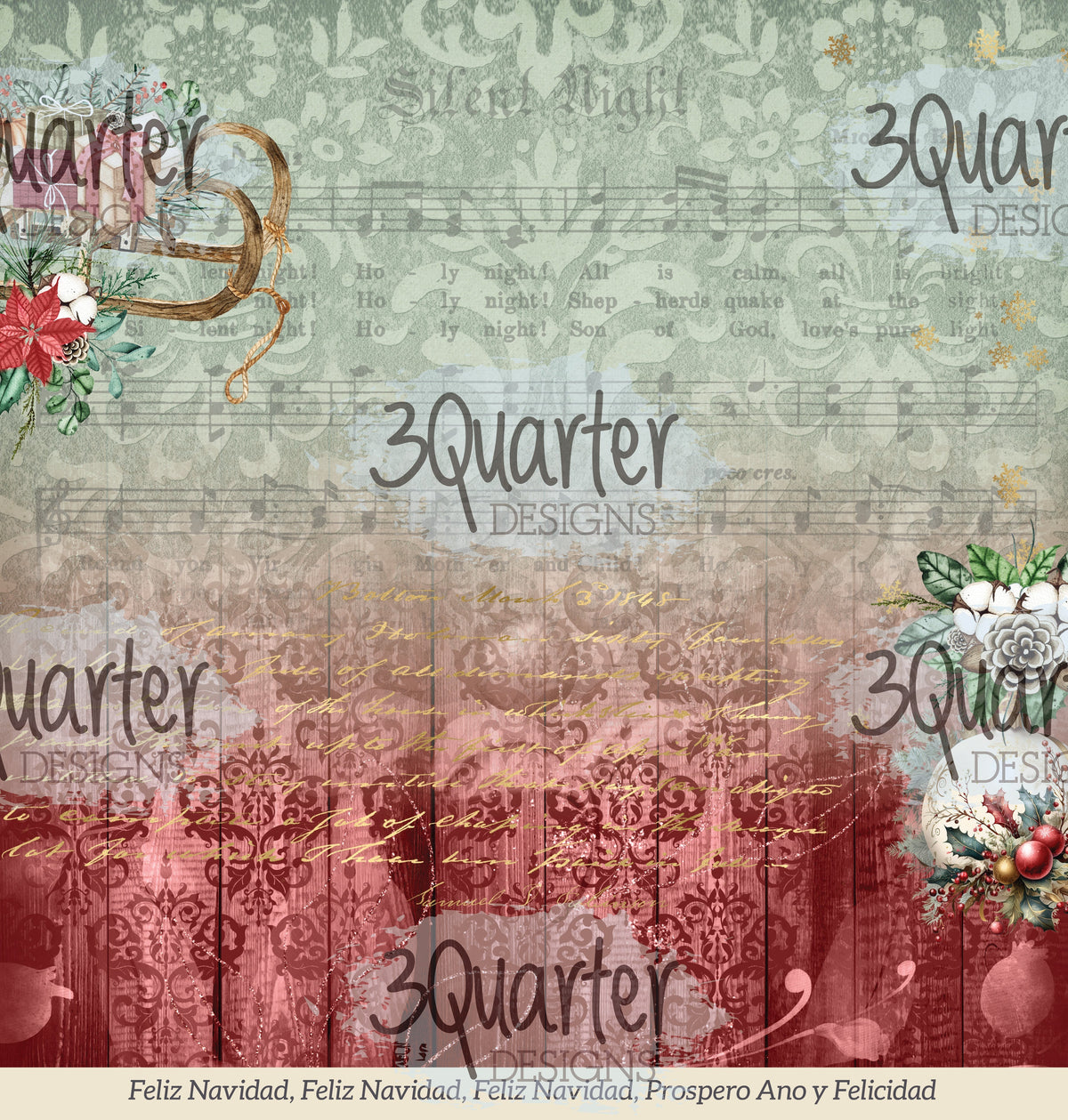Papiers imprimés 30x30 cm Décembre (pack)