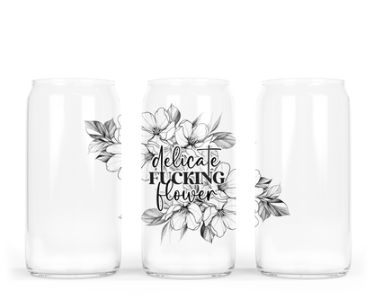 Verre avec couvercle en bambou - Fleur délicate et ravissante