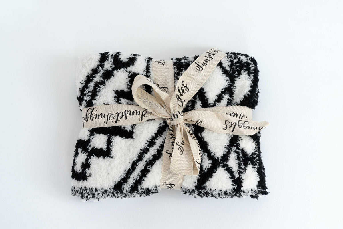 Black & White Diamond Tile Lovey Baby Blanket