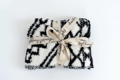 Black & White Diamond Tile Lovey Baby Blanket