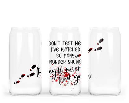 Gobelet en verre « Don't Test Me » avec couvercle en bambou