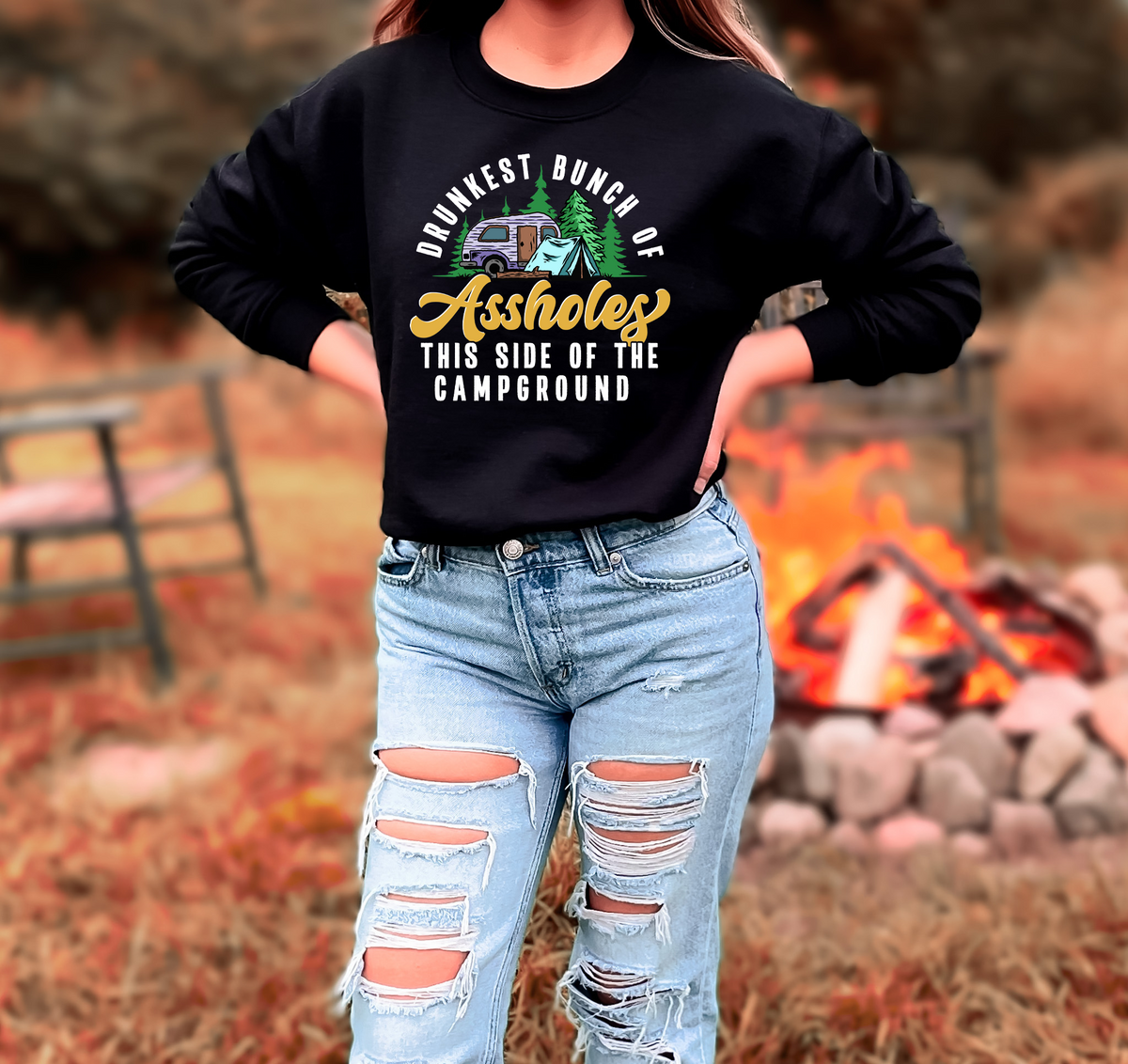 Sweat-shirt ras du cou "Drunkest Bunch Of Assholes" | Vêtements Lake