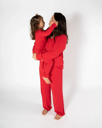 Red Ladies Long Pajama Set