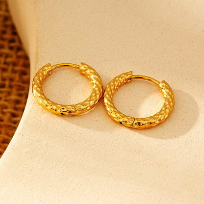 EDGWARE Gold: Decorative Hammered Hoop Earrings