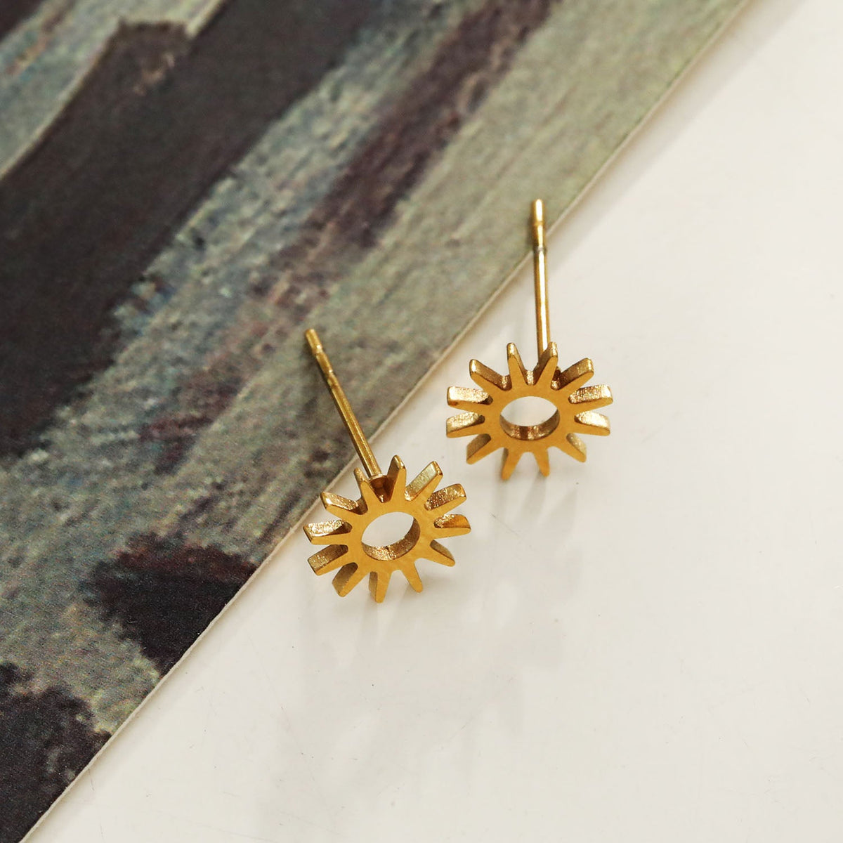 Boucles d'oreilles clous « Nuit étoilée » dorées, style EDLA