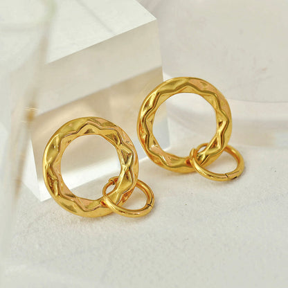 ELENA: Sculpted Texture Gold Hoop Earrings