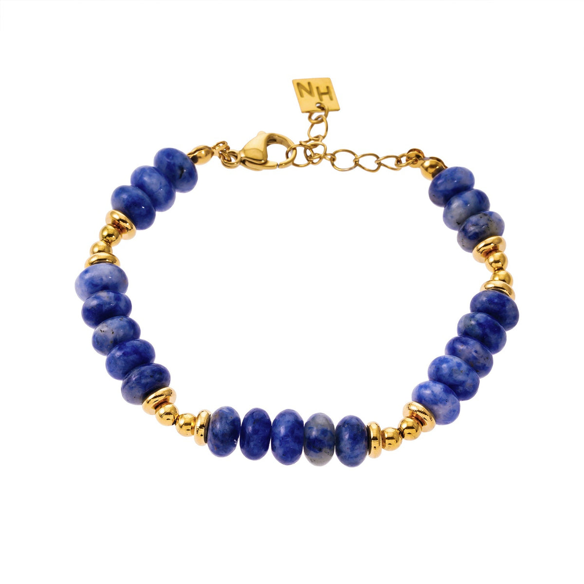 ELINA : Bracelet bohème moderne en sodalite et perles dorées