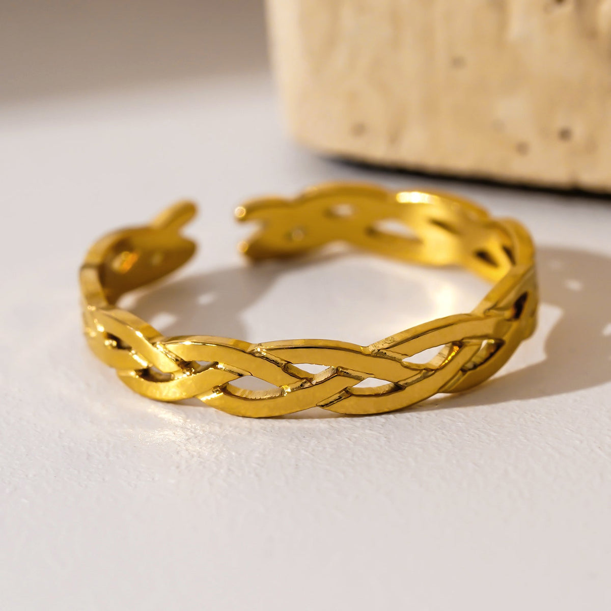 ELIOTT: Bague Bande à Motif Tressé Croisé