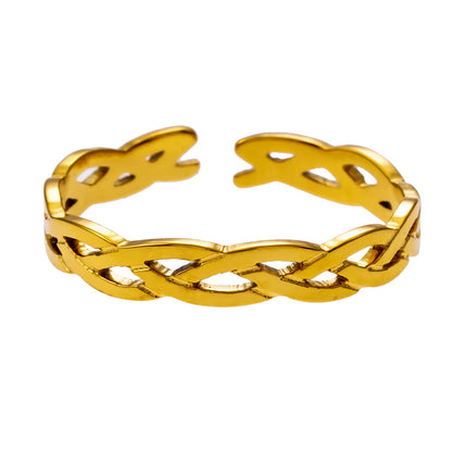 ELIOTT: Bague Bande à Motif Tressé Croisé