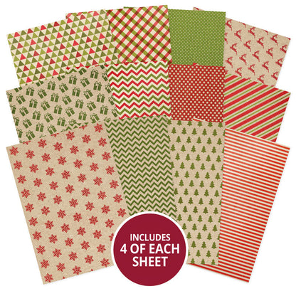 Bloc de papier Hunkydory Essential Selection - Kraft de Noël
