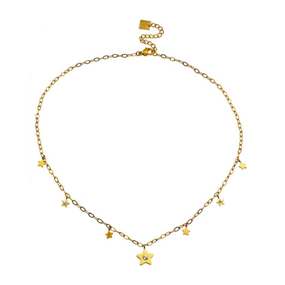 Collier pendentif EVELYN mini étoiles et zircones