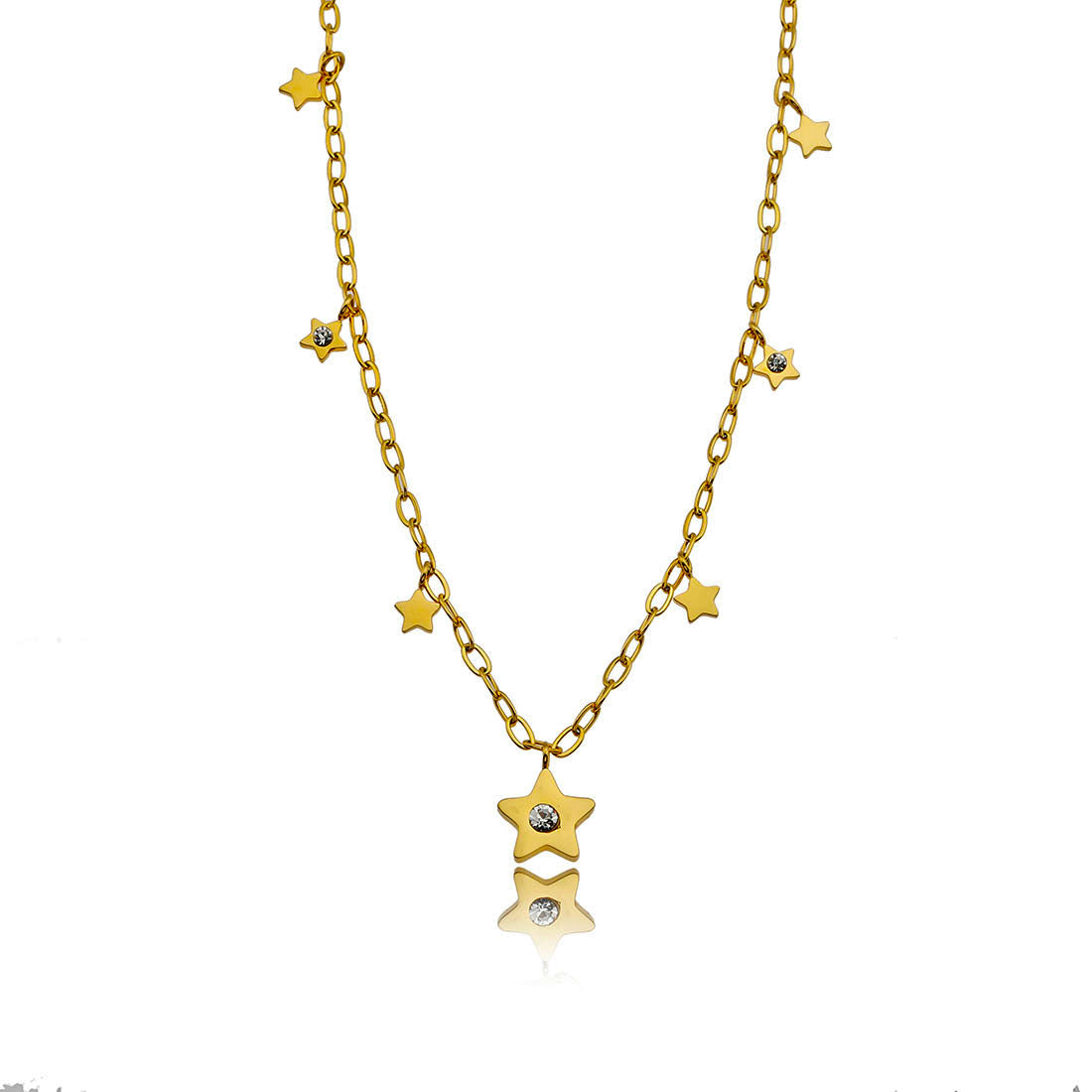 Collier pendentif EVELYN mini étoiles et zircones