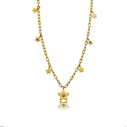 Collier pendentif EVELYN mini étoiles et zircones