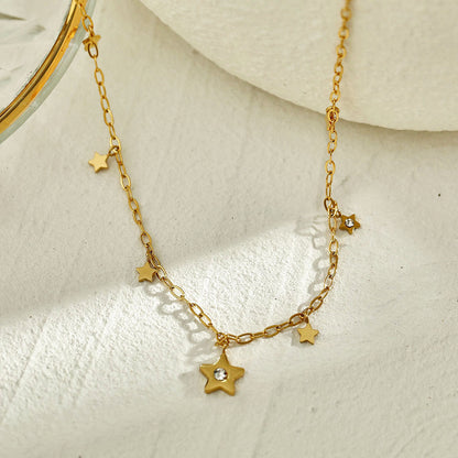 Collier pendentif EVELYN mini étoiles et zircones