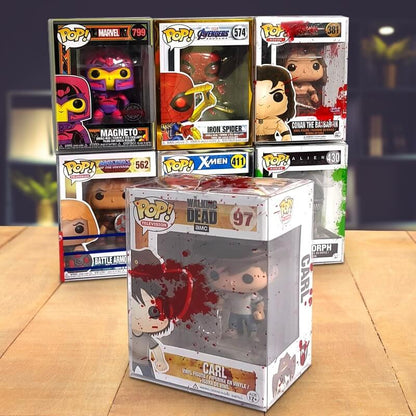 Funko Pop 4 pouces - Sang rouge avec impacts de balles - Protecteur EVORETRO PET 0,40 mm - Lot de 10