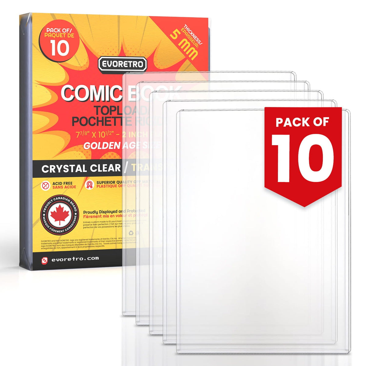 Golden Age Magazine Toploader - PVC Top Loader 7 7/8" x 10 1/2" - 10 Pack