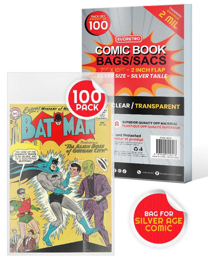 EVORETRO Comic Bags for Silver Age Comic Bags Protector - 2MIL