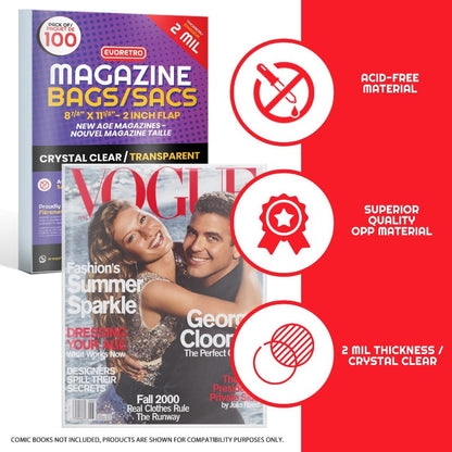 EVORETRO Comic Bags for New Magazine Size Magazine Comic Bags - 2MIL