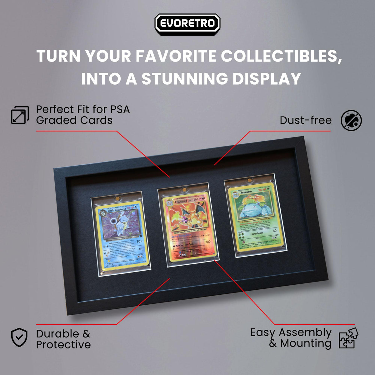 EVORETRO Wooden Display Frame for Magnetic Card Holders