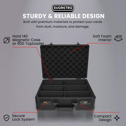 EVORETRO Toploader Card Storage Box for 140 Magnetic Case & 600 Toploader Combination Lock