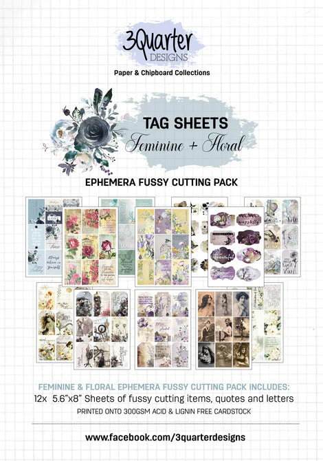 3Quarter Designs Pack d'éphémères à découper - Féminin + Floral