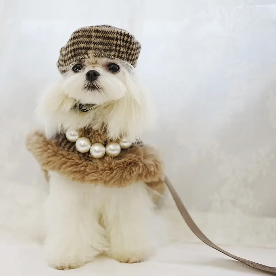 Ensemble harnais en tweed London | Harnais, laisse et chapeau pour chien