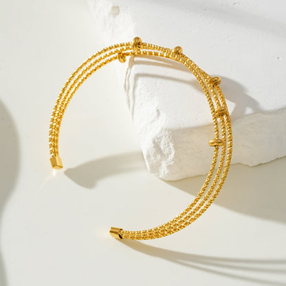 Bracelet perles texturées triple rang Style FARZIKA Gold