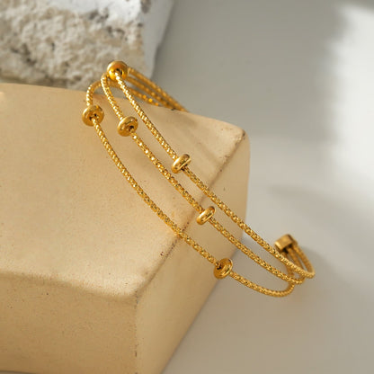Bracelet perles texturées triple rang Style FARZIKA Gold