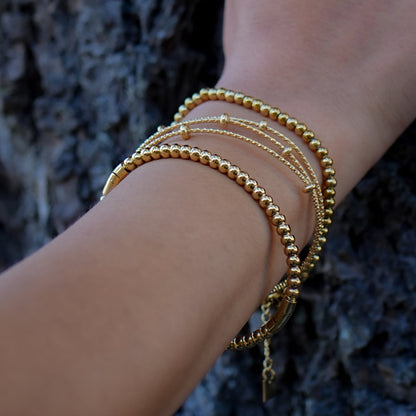 Bracelet perles texturées triple rang Style FARZIKA Gold