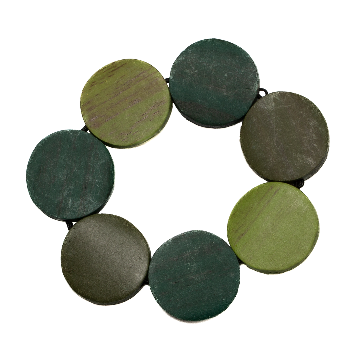 Bracelet élastique en disques de bois