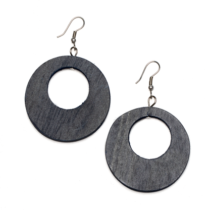 Round Wooden Hoop Earring