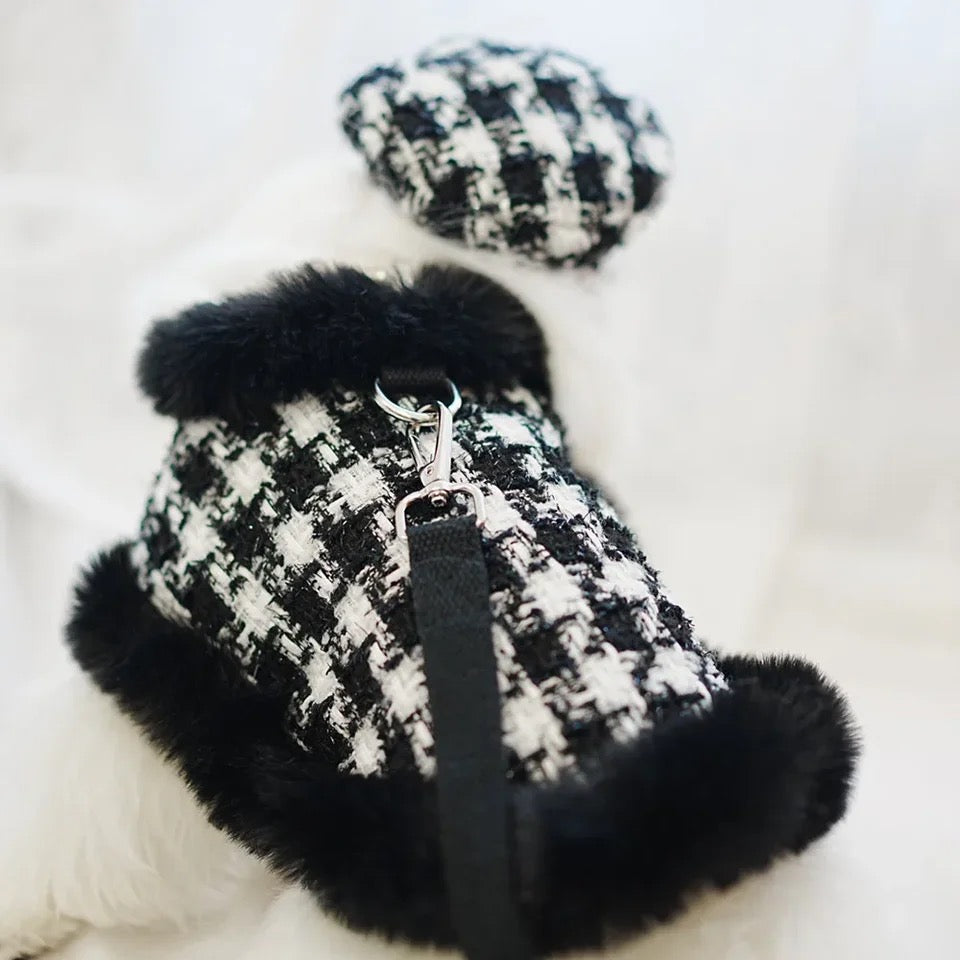 Grandmaster Tweed Dog Harness Set | Harness Hat and Leash Outfit