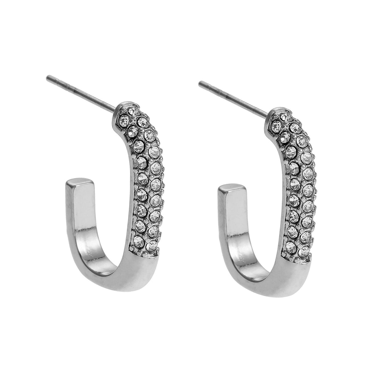 FIRLE Argent (Or Blanc) : Créoles ovales à pavé de zircone partiel