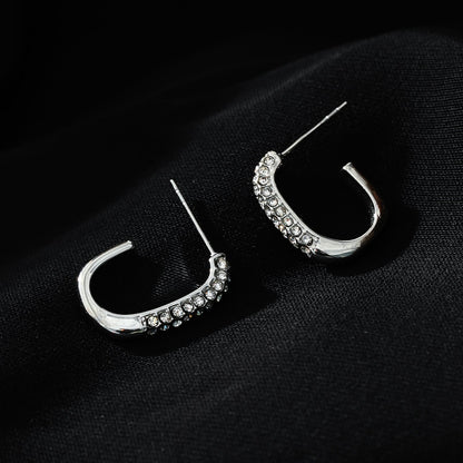 FIRLE Argent (Or Blanc) : Créoles ovales à pavé de zircone partiel