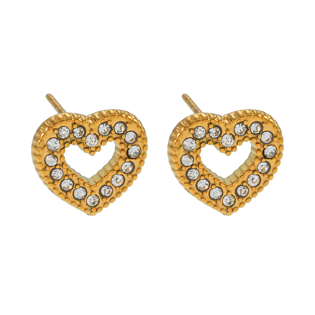 FOREVER Gold: Boucles d'oreilles clous éblouissantes en zircone cubique (CZ) en forme de cœur