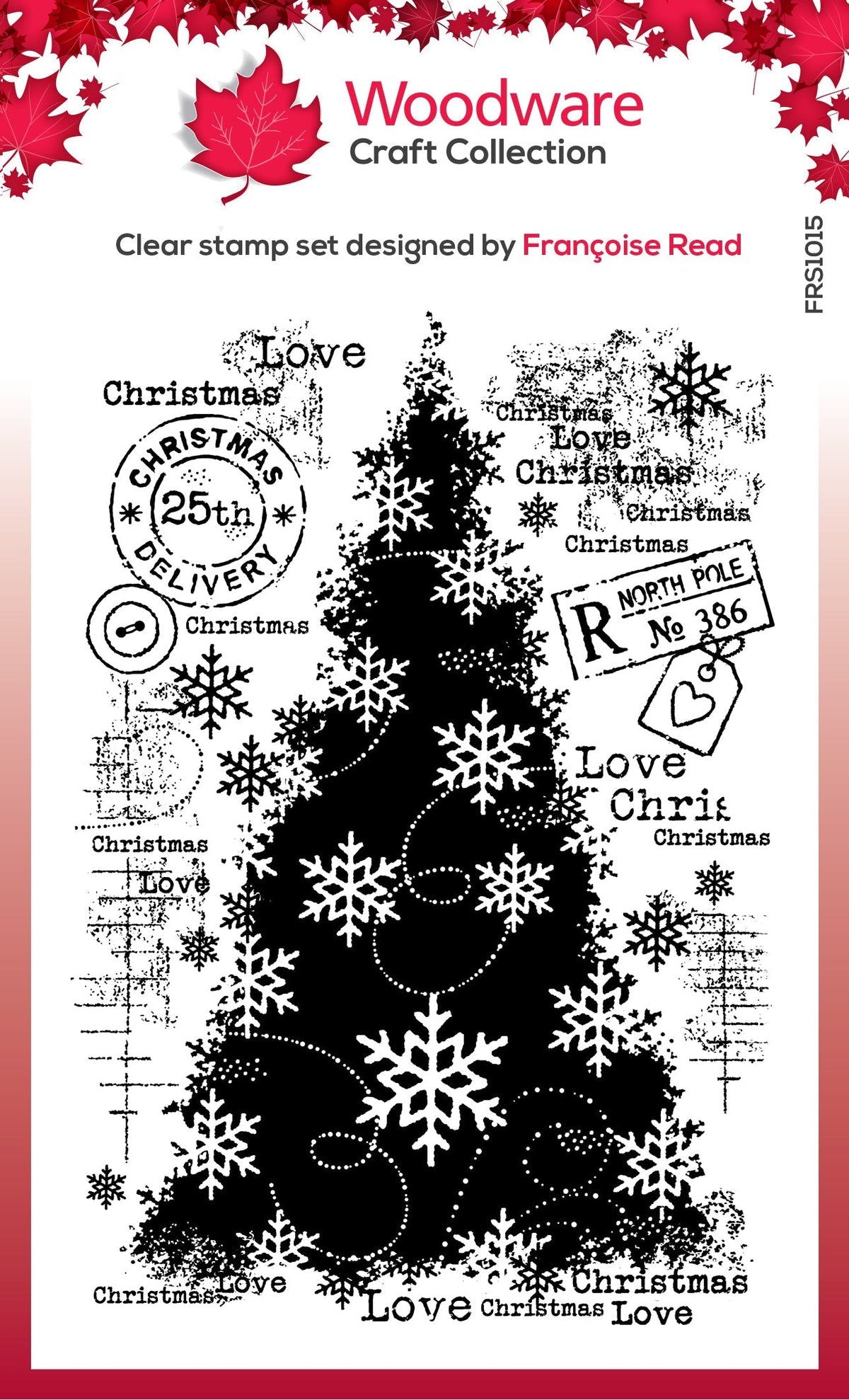 Assortiment de tampons Woodware Clear Singles « Snow Frosted Tree » 10 cm x 15 cm